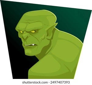 scary green monster, goblin or orc.