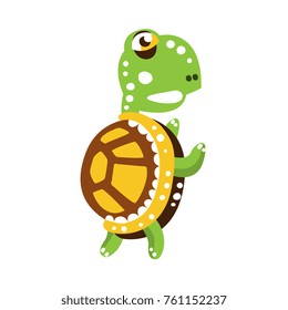 Scary green turtle standing with flippers up