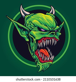 Scary green zombie Attack Vector illustrations for your work Logo, mascot merchandise t-shirt, stickers and Label designs, poster, greeting cards advertising business company or brands.