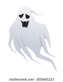 Scary grey ghost - modern cartoon style object