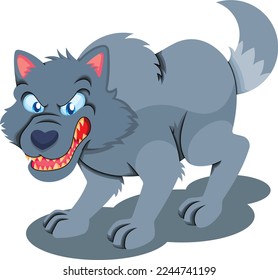 scary grey wolf white background