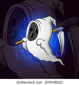 The scary grim ghost esport mascot design of illustration