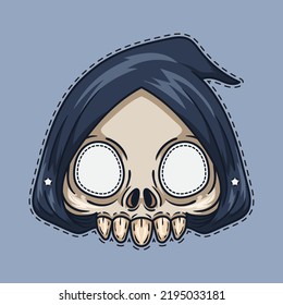 Scary Grim Reaper Halloween Mask Illustration