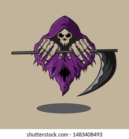 Scary Grim reaper holding scythe 