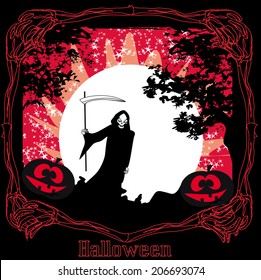 scary grim reaper in the light of the moon 