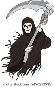 Scary grim reaper with scythe vector logo