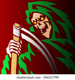 Scary Grim Reaper. Vector Illustration 