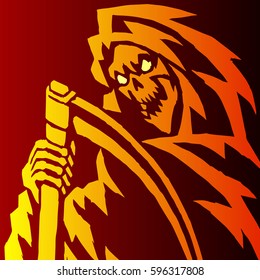 Scary Grim Reaper. Vector Illustration 