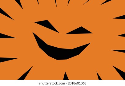 Scary grinning ghost background on orange background, Halloween wallpaper concept, card vector illustration.