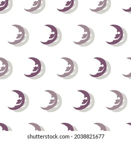 Scary Half Moon Face Vector Graphic Silhouette Art Seamless Pattern can be use for background decoration and apparel design