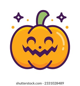 Scary Hallow Pumpkin Lineal Color Outline Icon