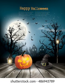 Scary Halloween background with a old paper. Vector.