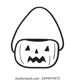 Scary Halloween basket. Outline icon. Vector illustration on white background.