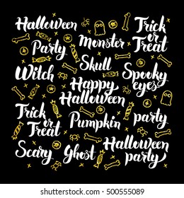 Scary Halloween Calligraphy Design. Vector Illustration of Trick or Treat Lettering.