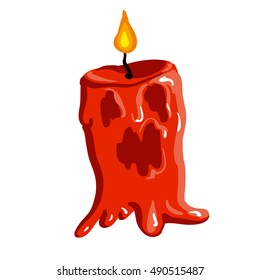 Scary halloween Candle isolated on a white, vector illustration