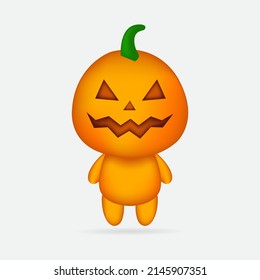 Scary halloween cartoon pumpkin vector. Halloween cartoon costume