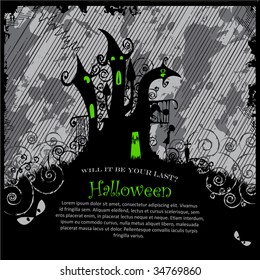Scary Halloween Castle with Copy Space