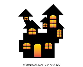 Scary Halloween Castle Silhouette Illustration
