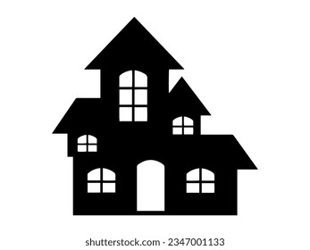 Scary Halloween Castle Silhouette Illustration