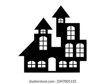 Scary Halloween Castle Silhouette Illustration