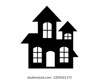 Scary Halloween Castle Silhouette Illustration