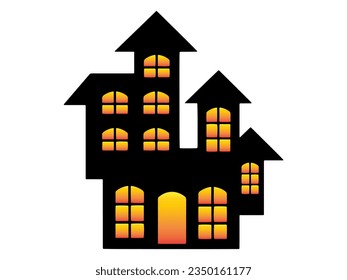 Scary Halloween Castle Silhouette Illustration
