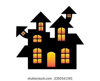 Scary Halloween Castle Silhouette Illustration