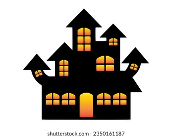 Scary Halloween Castle Silhouette Illustration