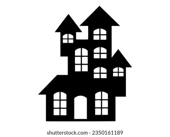 Scary Halloween Castle Silhouette Illustration