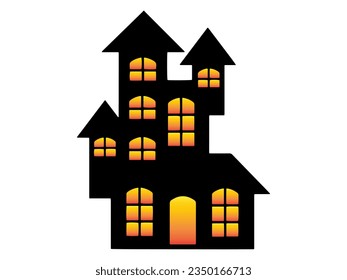 Scary Halloween Castle Silhouette Illustration