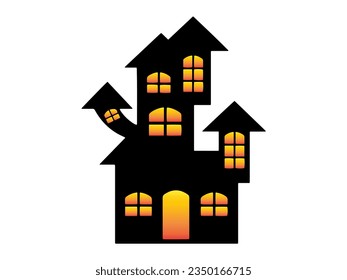 Scary Halloween Castle Silhouette Illustration