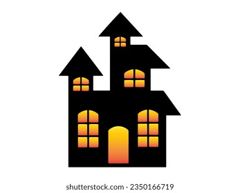 Scary Halloween Castle Silhouette Illustration