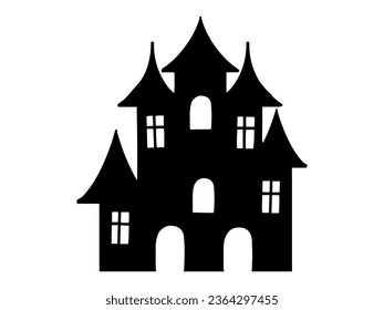 Scary Halloween Castle Silhouette Illustration