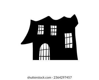 Scary Halloween Castle Silhouette Illustration
