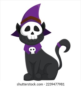 Scary Halloween Cat Costume Skeleton Character Design Illustration
