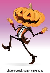 Scary Halloween Character with a Pumpkin for a head with a dandy looking human body