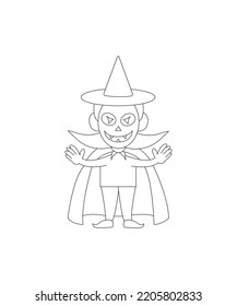 scary Halloween character vector isolated on white. vector illustration of Halloween. Halloween character vector Perfect for coloring book, textiles, icon, web, painting, children's books. 