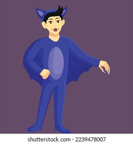 Scary Halloween Costume Bat Character Design Illustration