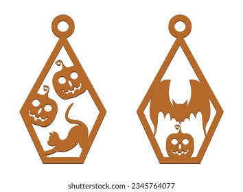 Scary Halloween Earring Template SVG Laser Cut File svg