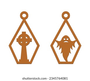 Scary Halloween Earring Template SVG Laser Cut File svg