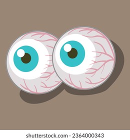 Scary halloween eyeball isolated. Vector illustration.