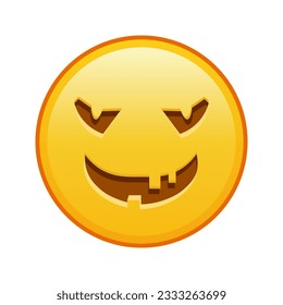 Cara de halloween aterradora Gran tamaño sonrisa emoticono amarilla