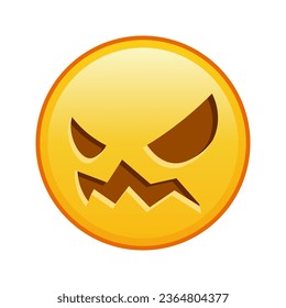 Cara de halloween aterradora Gran tamaño sonrisa emoticono amarilla