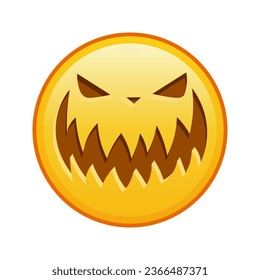 Cara de halloween aterradora Gran tamaño sonrisa emoticono amarilla