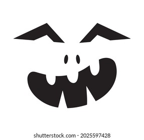 Scary Halloween face vector. Halloween pumpkin or ghost grimace. Terrible eyes and mouth with a silhouette style. Emotion of skeleton for makeup, a night party.