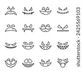 Scary halloween faces icon set