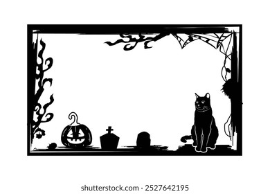 Scary halloween frame silhouette element decoration background art