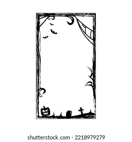 Scary halloween frame social media template background design