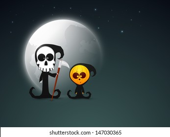 Scary Halloween full moonlight night background.