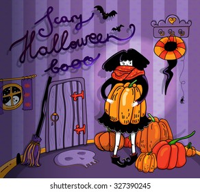 Scary Halloween. funny illustration to the celebration of All Saints'